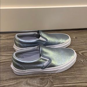 Light blue metallic slip on Vans